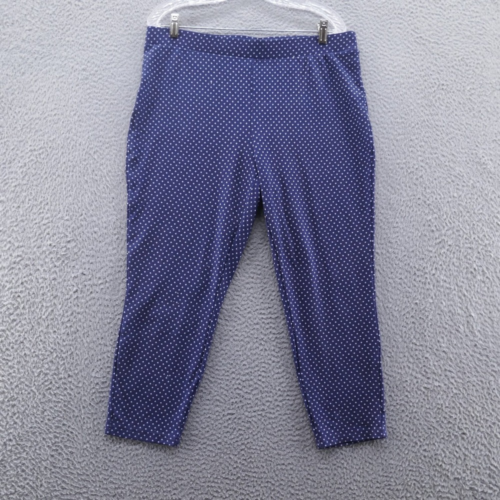 T Tahari Womens Pull On Cropped Ponte Legging 1X Navy Blue White NEW‎
